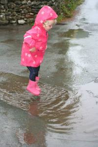 Most people see rain, Savannah sees puddle jumping